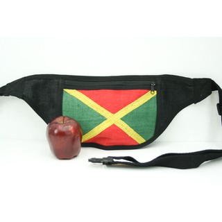 สินค้าราสต้า Bag Waist Super Flat Jamaica Easy to Hide กระเป๋าราสต้าคาดเอวใยธรรมชาติ ลายธงชาติ JAMAICA 8×16 นิ้ว
