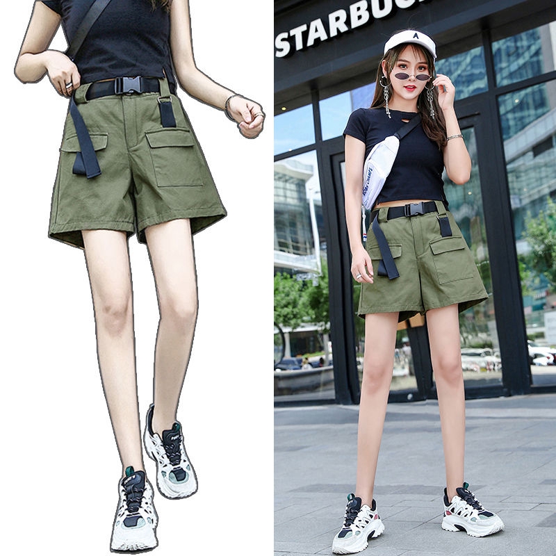 2020-กางเกงขาสั้นผู้หญิงเกาหลีหลวมกางเกงเอวสูง-shorts-pants