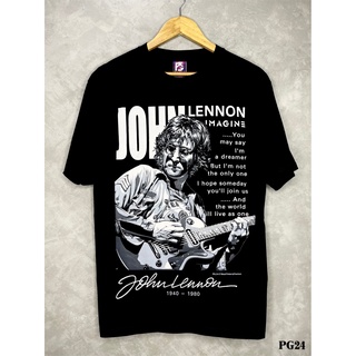 Johnlennonเสื้อยืดสีดำสกรีนลายPG24