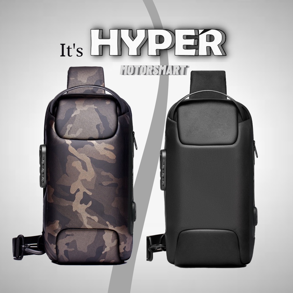 Hyper Sling Bag USB Anti-Theft Mens Chest Beg พร้อมรหัสผ่านล็อคกระเป๋า ...