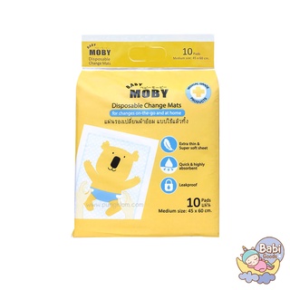 BABY MOBY แผ่นรองซับฉี่แบบใช้แล้วทิ้ง 1 ห่อ มี 10 ชิ้น ขนาด 45x60 cm