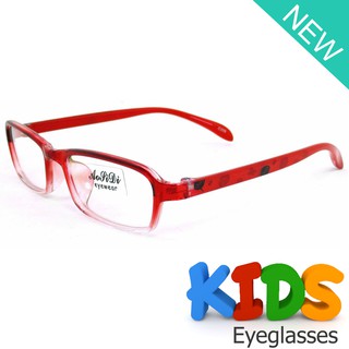 KOREA แว่นตาแฟชั่นเด็ก แว่นตาเด็ก รุ่น AORPIDI 1613 C-6 สีแดงกรอบใสไล่สี ขาข้อต่อ วัสดุ PC สำหรับตัดเลนส์