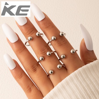 Simple Jewelry Bead Open Ring Set of Five Geometric Adjustable Ring Set for girls for women l