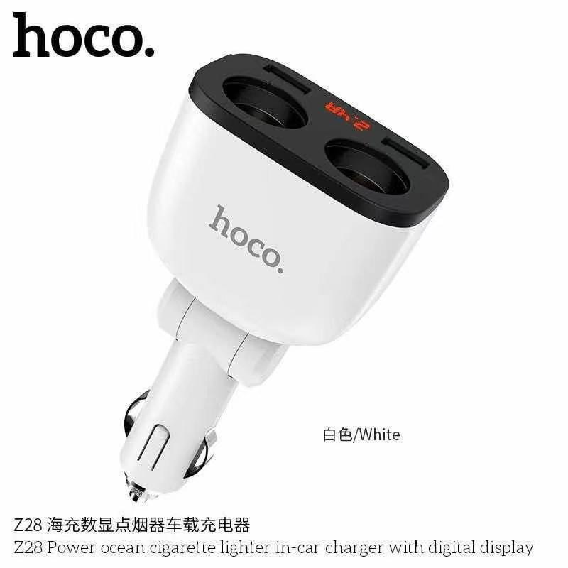 ขายส่ง-hoco-หัวชาร์จ-รุ่น-z28-2-usb-และ-เพิ่มช่องจุดบุหรี่อีก-2-ช่อง-ของแท้100-hoco-z28