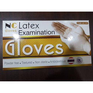 Hopt Price!!! NC latex Gloves Free powder ถุงมือลาเท็กซ์ สีขาว ไม่มีแป้ง (1 กล่อง 100 ชิ้น)