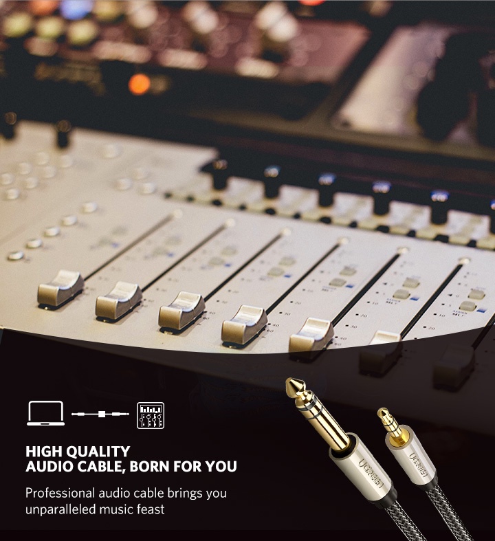 เกี่ยวกับสินค้า Ugreen Audio อะแดปเตอร์สายเคเบิล Aux Cable 3.5 มม. เป็น 6.35 มม. 2 เมตร สําหรับเครื่องเล่นซีดี ลําโพง