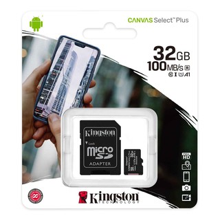 สินค้า Kingston 32GB รุ่น Canvas Select Plus Class 10 ความเร็ว 100 MB/s (Read) แบบ MicroSDHC Card + SD Adapter (SDCS2/32GB)