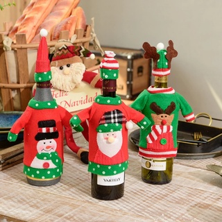 การ์ตูน เย็บปักถักร้อย คริสต์มาส ฝาครอบขวดไวน์ / สโนว์แมน ซานตาคลอส คริสต์มาส เสื้อผ้า หมวกขวดไวน์ / บ้าน ปาร์ตี้ อาหารค่ํา ตกแต่งโต๊ะ