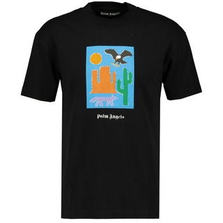 Palm Angels New Folk Desert Scene T-Shirt Black Sportswear Gildan Men Women tee เสื้อยืดผ้าฝ้าย