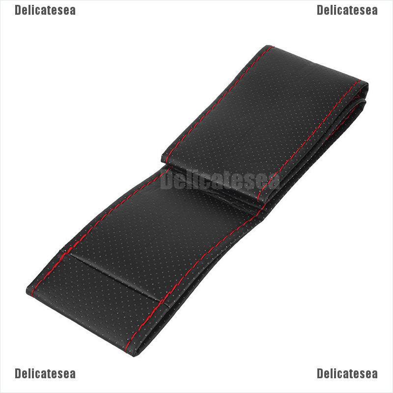 delicatesea-black-red-diy-car-steering-wheel-cover-38cm-with-needle-and-thread-good-goods