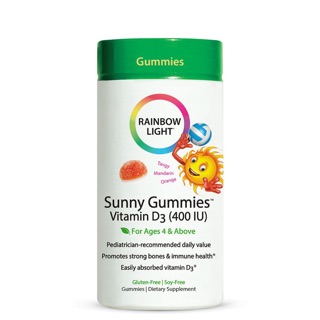 💥pre order💥🇺🇸 Rainbow Light Sunny Gummies, Vitamin D3, Mandarin Orange, 400 IU, 60 Gummies