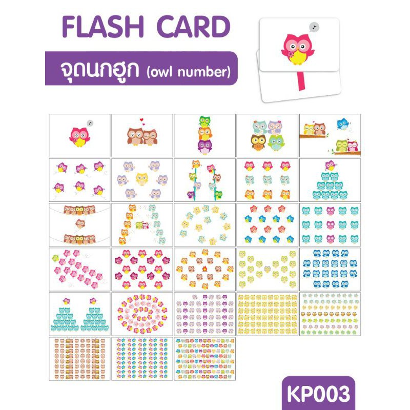 แฟลชการ์ดจุดนกฮูก-flash-card-owl-number-แฟลชการ์ดนกฮูก-kp003-vanda-learning