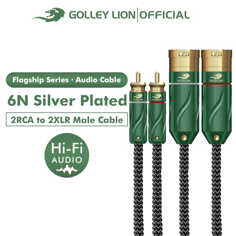 Golley LION Hifi Flagship Series - Dual RCA to 2 XLR Male Plug Stereo ...