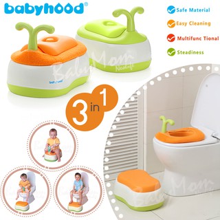 BabyHood Toilet Trainer กระโถนฝึกถ่าย 3in1 กระโถนฝึกถ่าย ที่นั่งรองชักโครก ที่วางเท้า พร้อมที่จับ  ของแท้ 100%