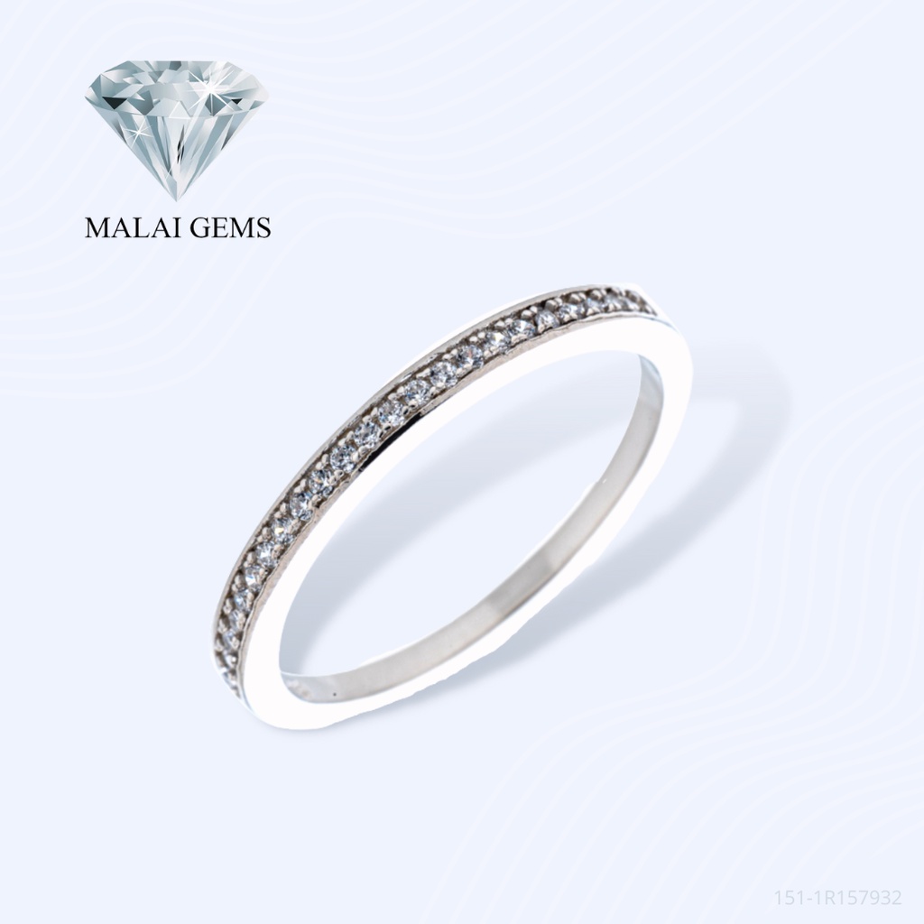 ภาพหน้าปกสินค้าMalai Gems แหวนเพชร แหวนแถว เงินแท้ 925 เคลือบทองคำขาว ประดับเพชรสวิส CZ รุ่น 221-R17246 แถมกล่อง แหวนเงินแท้ แหวนเงิน