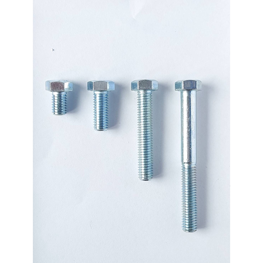 สกรูมิล-สกรูมิลเหลี่ยมขาว-เกรด-4-6-m8-hexagon-head-bolt-white-zinc-galvanised-mild-steel-grade-4-6