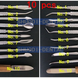 10 Pcs/set Dental Wax Carving Tool Set Stainless Steel Versatile Kit Dental Lab Tool