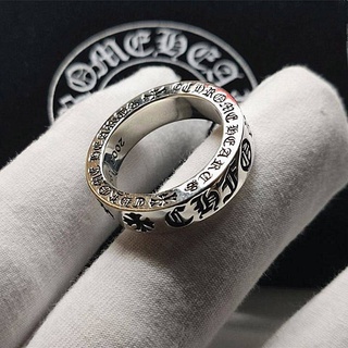 【คู่รักบูติก】 Ch Thai Silver 925 Sterling Silver Cross Heart Forever Eternal Ring Mens Womens Punk Style Personality Fashion Trend Ring