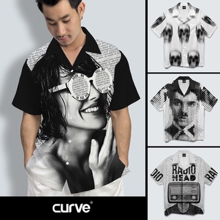 Curve SET40 เสื้อเชิ้ต เสื้อฮาวาย ลายขาวดำอาร์ตๆ ลายเยอะ มีไซส์ S/M/L/XL/2XL