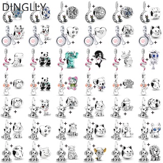 Dinglly จี้ลูกปัด รูปการ์ตูนกวางเรนเดียร์ หมี งู แมว สุนัข เครื่องประดับ DIY 2 ชิ้น ต่อล็อต