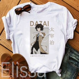 【Hot】ღღBungo Stray Dogs T shirt Women Harajuku Anime T Shirt Osamu Dazai Nakajima Atsushi Short Sleeve White Graphic T S