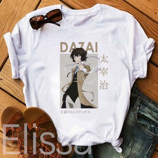 เสื้อยืดแขนสั้น พิมพ์ลายกราฟฟิคอนิเมะ Bungo Stray Dogs Osamu Dazai Nakajima Atsushi สีขาว แฟชั่นฤดูร้อน สไตล์ฮาราจูกุ สํ