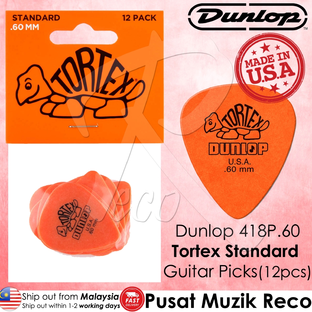 Dunlop 418P060 Tortex Standard 0.60 มม.กีตาร์สีส้ม Pick Pack (12 ชิ้น ...