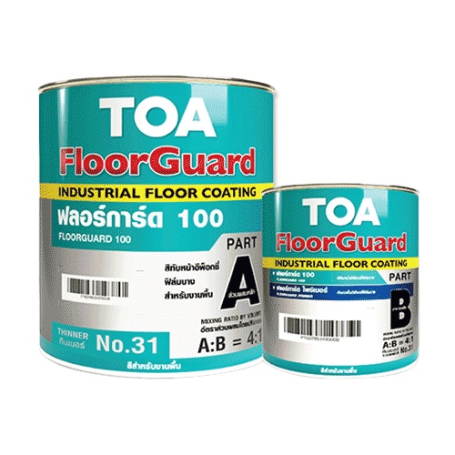 toa-floorguard-100-ฟลอร์การ์ด-100-สีอีพ็อกซี่-สีทับหน้าอีพ็อกซี่ฟิล์มบาง-2-ส่วน-สีทาโรงงาน-toa-ฟลอร์การ์ด100-ทาโรงจอดรถ