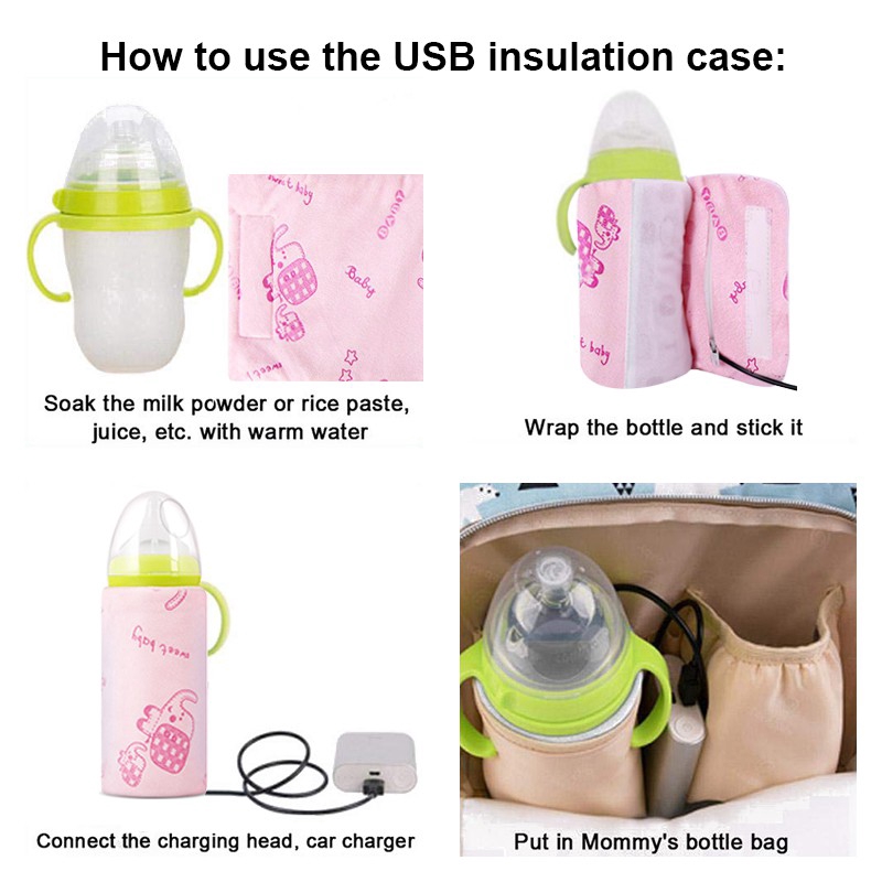 ภาพหน้าปกสินค้าเครื่องอุ่นขวดนม พกพาสดวก Feeding Bottle Heater Baby USB Milk Water Bottle Warmer Travel Stroller Insulated Bag