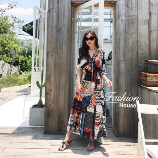 New-พร้อมส่ง 

Maxidress  คอวีเอวจั๊มเเขนสั้น ลายกราฟฟิก เดรสผ้าพิมลาย ทรงปล่อยๆ 
ใส่สวยๆ