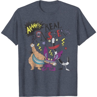 เสื้อยืดลําลอง แขนสั้น คอกลม พิมพ์ลาย Nickelodeon Ahh Real Monsters Friends Group Shot แฟชั่นสไตล์เกาหลี