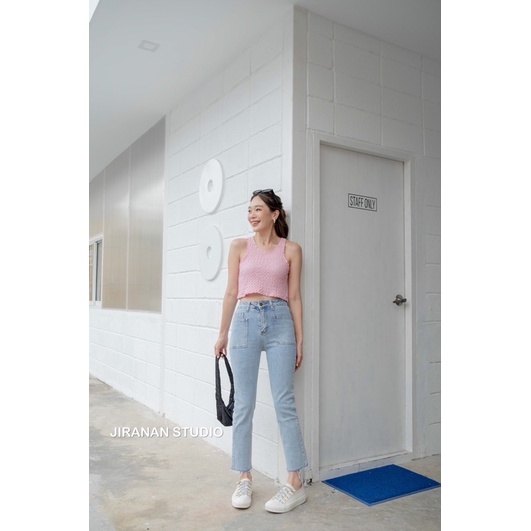 กางเกงยีนส์ทรงบอยสลิม-ผ้ายืดใส่สบาย-jiranan-studio-รุ่น-62007