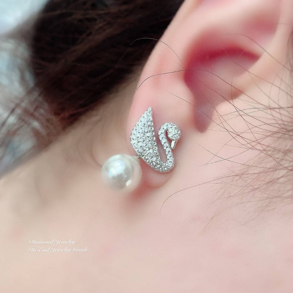 Iconic Swan Pierced Earring Jackets ต่างหู Swarovski งานหงษ์ค่ะ งานเพชร CZ แท้ งานสวยมาก รุ่นนี้