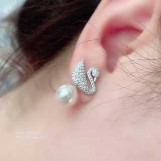 Iconic Swan Pierced Earring Jackets ต่างหู Swarovski งานหงษ์ค่ะ งานเพชร CZ แท้ งานสวยมาก รุ่นนี้สวยฟรุ้งฟริ้งมากๆนะคะ