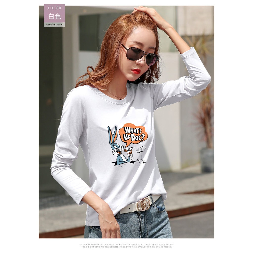 tl-172-ส่งในไทย-เสื้อยืดแขนยาวแฟชั่นเกาหลี-ผ้านุ่มใส่สบาย-ลายการ์ตูนน่ารัก-มีไซส์-m-xxl