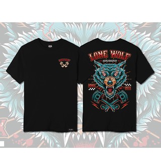 เสื้อยืดลาย รุ่น หมาป่า Wolf ดำ ( ลิขสิทธิ์แท้ ) แขนสั้น เสื้อยืดชาย หญิง M L XL 2XL TS