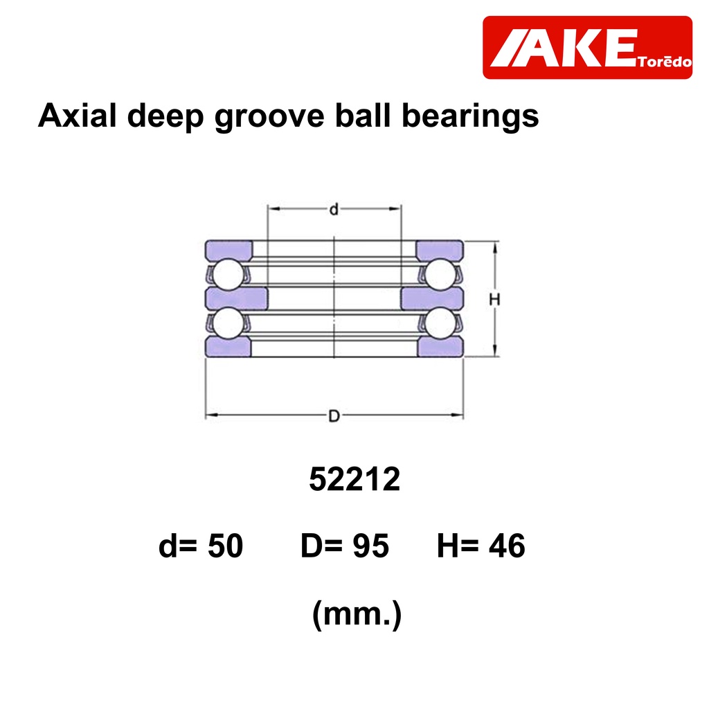 52212-ตลับลูกปืนกันรุน-axial-deep-groove-ball-bearings-52212-สำหรับเพลา-60-มิล-จัดจำหน่ายโดย-ake