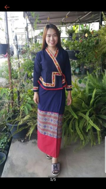 ชุดพื้นเมืองประยุกต์ เสื้อ+ผ้าซิ่นลายไทยสวย ใส่เที่ยวไปวัดทำงาน ไซส์ S-XL มุมมองที่ 5