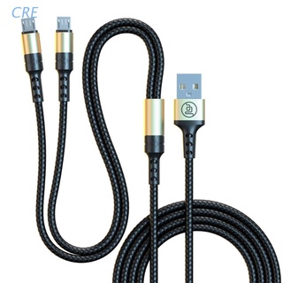 Cre 2 in 1 สายชาร์จ Micro USB คู่ ชาร์จเฉพาะในหนึ่งเดียว สายเคเบิลข้อมูล Android สายชาร์จเร็ว สําหรับโทรศัพท์