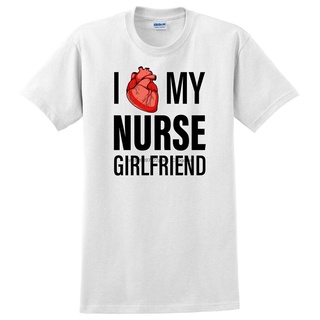 เสื้อยืดพิมพ์ลายแฟชั่น เสื้อยืด ผ้าฝ้าย 100% พิมพ์ลาย I Love My Nurse Girlfriend
