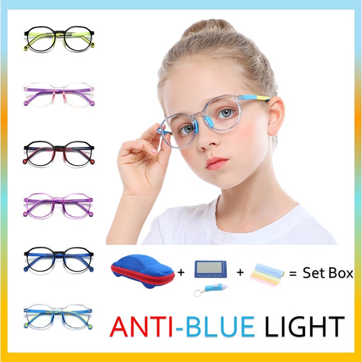 ภาพหน้าปกสินค้าเเว่นตากรองแสงเด็ก เเว่นตาเด็ก เเว่นถนอมสายตา แว่นตา แว่นตากรองแสง สีฟ้า จากจอคอมหรือมือถือ Anti Blue Light Glasses
