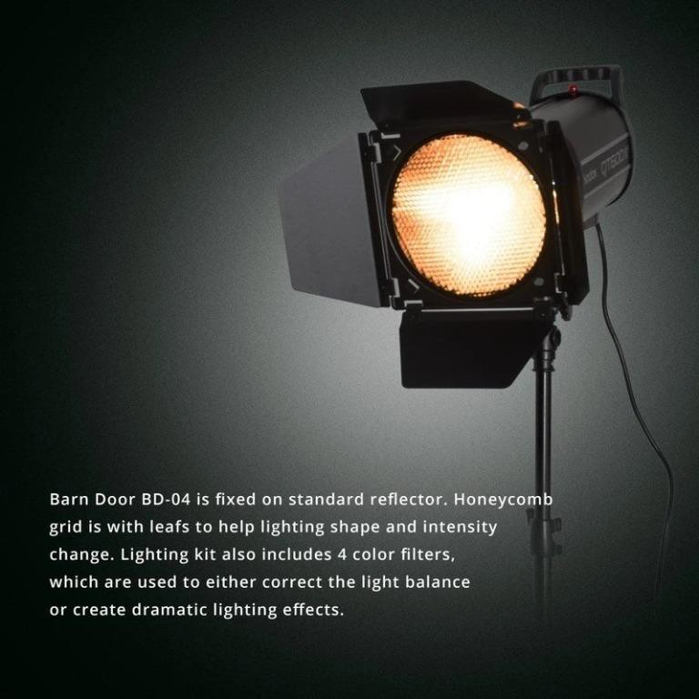 godox-bd-04-bd04-barndoor-barn-door-อุปกรณ์ควบคุมทิศทางแสง-ภาพนิ่ง-วีดีโอ-พร้อม-honeycomb-grid-และเจลสี-4เฉดสี