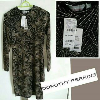 เดรสสีดำปักเลื่อมสไตล์แกสบี้ Dorothy Perkins หรูปังมือหนึ่งป้ายห้อย