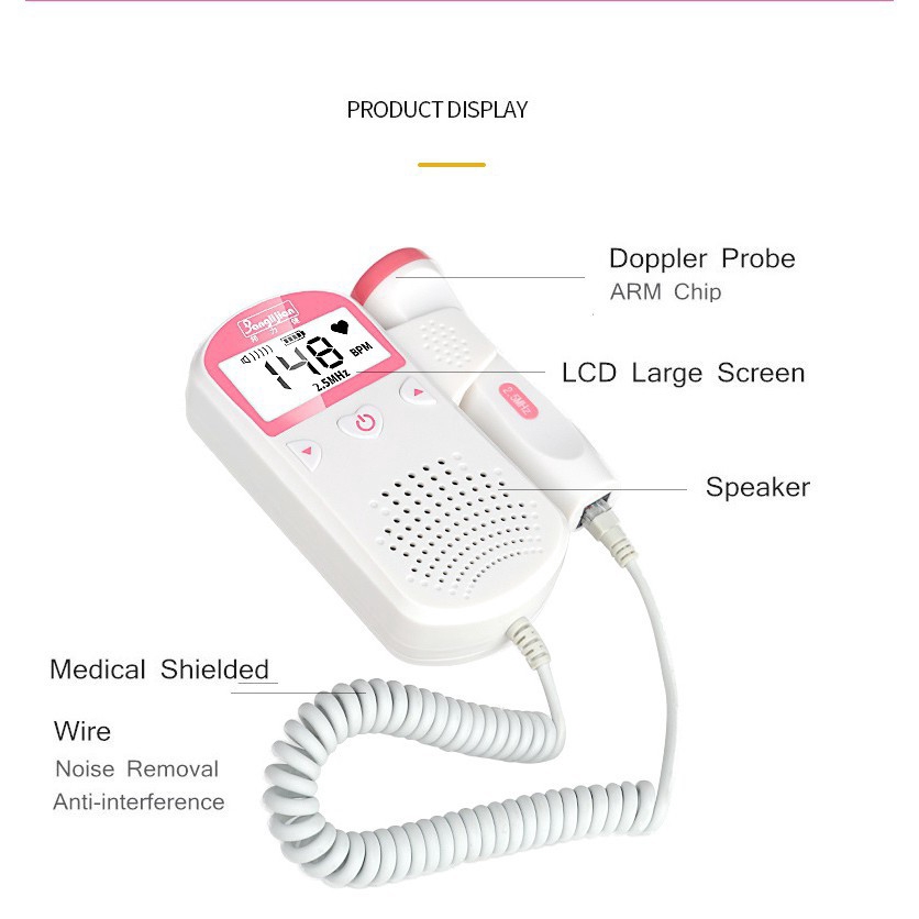 แบบพกพาของทารกในครรภ์-doppler-หน้าจอแอลซีดีอัตราการเต้นหัวใจทารกอุปกรณ์หญิงตั้งครรภ์ทางการแพทย์ที่บ้านอัตราทารกในครรภ์