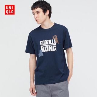 เสื้อยืดแขนสั้นพิมพ์ลาย Godzilla สําหรับผู้ชาย / ผู้หญิง Uniqlo เสื้อคู่ ผ้านำเข้า พร้อม