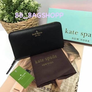 Kate Spade Saffiano Leather Ziparound Wallet  (outlet) สีดำ