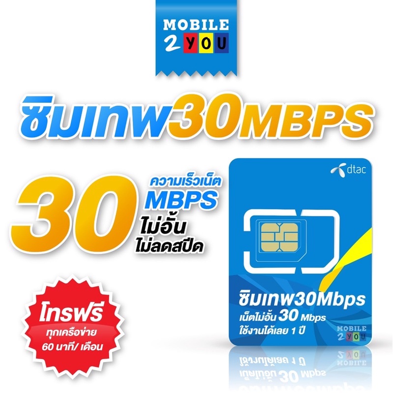 ภาพหน้าปกสินค้าDtac 30 mbps unlimited sim net 30mbps 1 ปี ซิมดีแทค คงกระพัน 12 เดือน : เน็ต 30Mbps ซิมเทพ ดีแทค mobile2you จากร้าน mobile2you.shop บน Shopee