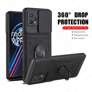 For Oppo Realme 9 Pro Plus Case Car Magnetic Holder Stand Armor Cover Realme9 Pro+ 5G Realmi 9i 9Pro i Push Camera Protect Coque