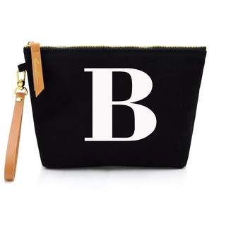 กระเป๋าผ้าลายอักษร ALPHABET CLUTCHES POUCH BLACK “B”