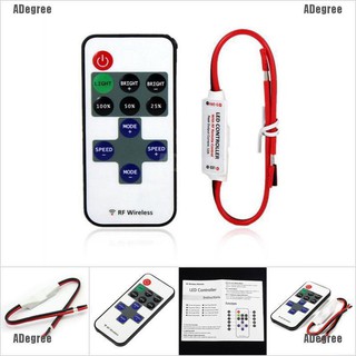 Adegree สวิตช์ควบคุมระยะไกลไร้สาย หรี่แสงได้ 12V RF สําหรับสายไฟ LED ขนาดเล็ก